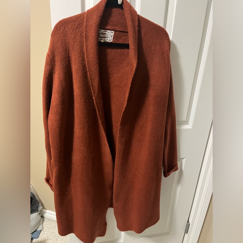 Pink Martini Rust Open-Front Shawl Collar Jacket
